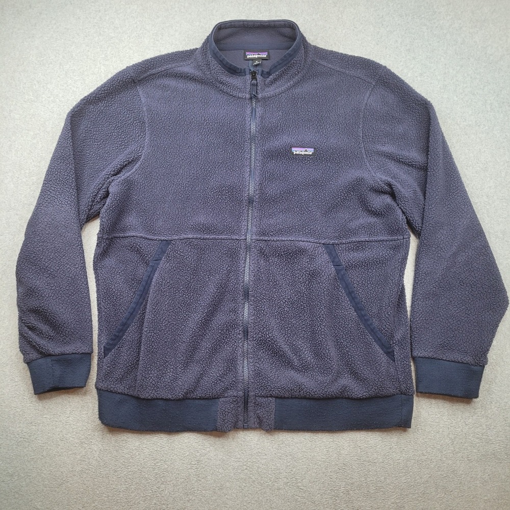 Patagonia Shearling Fleece Jacket Mens XL New Navy Full Zip 26125